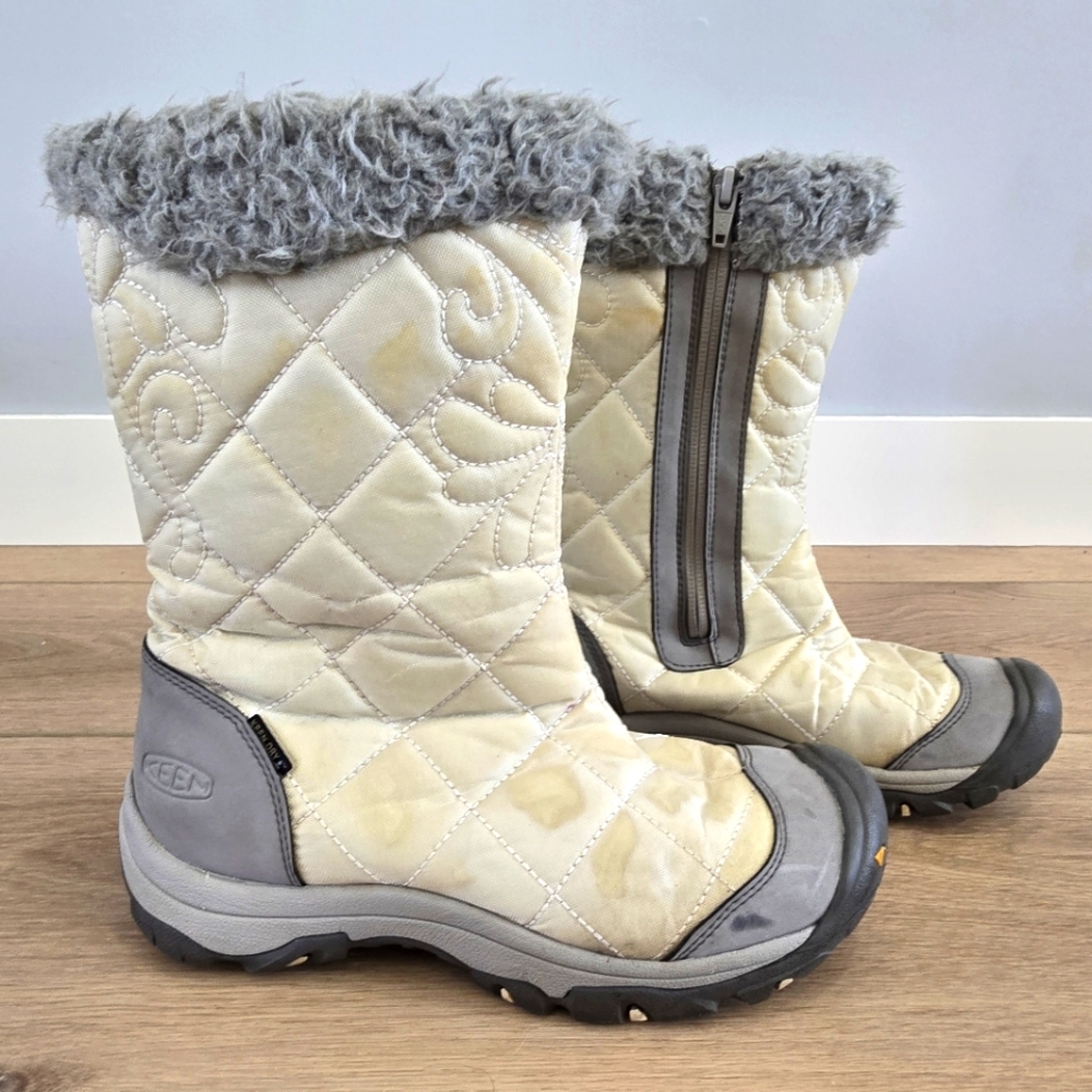 Keen Winter Snow Boots Women's 6.5 200 Gram Insulation Cream Grey